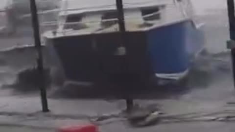 Hurricane Beryl triggers a surge in the sea level at Carenage in St. George's, Grenada