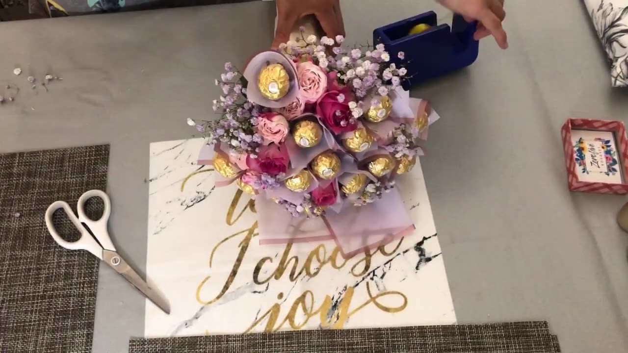 ***Chocolate bouquet with fresh flowers***