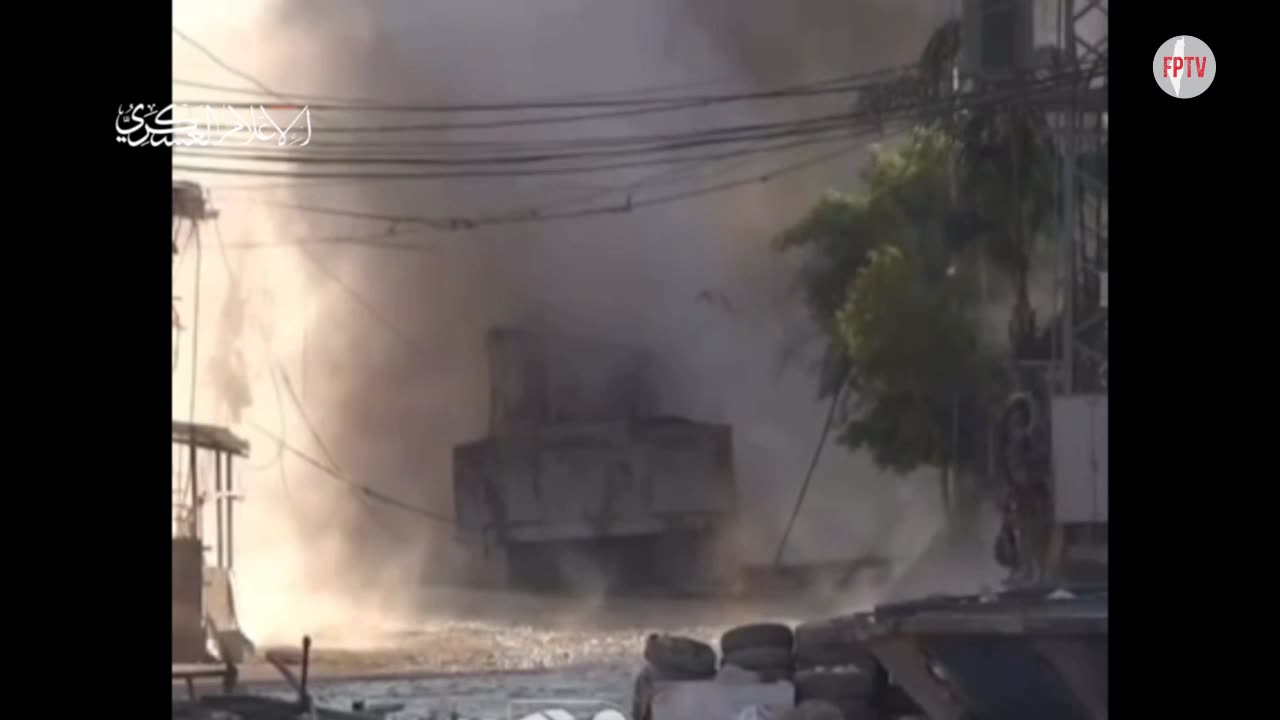 Al-Qassam Brigades Engineering Unit detonating a Zionist D9 bulldozer, Tulkarm, West Bank, occupied Palestine, 5 Nov 2024