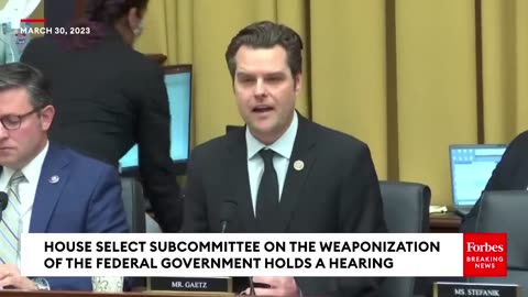 JUST IN- Matt Gaetz Questions Witness On Who In Biden White House Led Social Media Censorship Effort