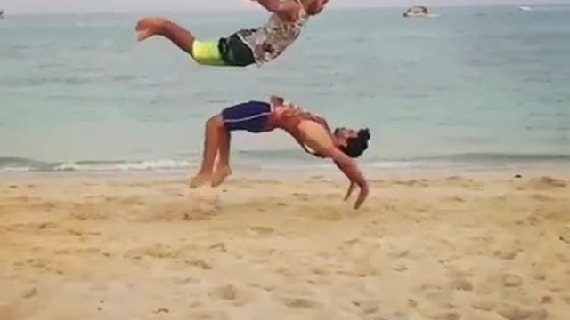 Match of sand beach