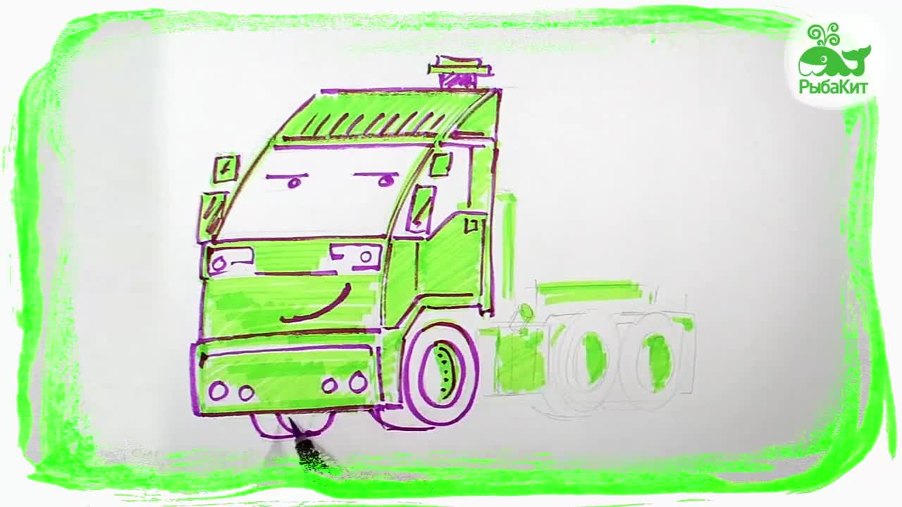 How to Draw a Green Tractor, ZOOM Marker, FishWhale