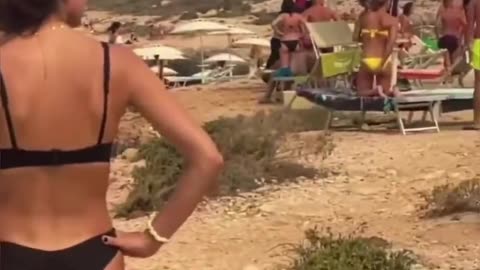 Beachgoers on the Italian island of Lampedusa met with boats full of African invaders..