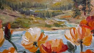 Simon Tate "Mountain Meadow Poppies i" 18x24