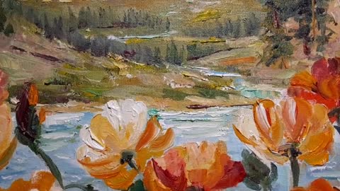 Simon Tate "Mountain Meadow Poppies i" 18x24