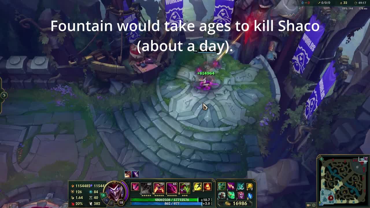 Shaco with the New Items - 1 Million AD and AP - 57 Million Health