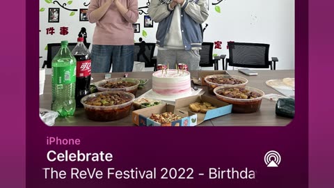 May birthday party, company colleagues relax and entertain together.