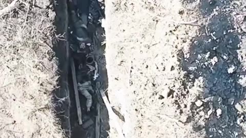 Drone Footage of Collapsed and Partially Buried Russian Trenches