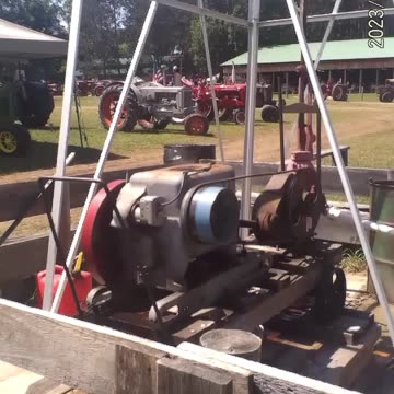 Old Hit & Miss Engine Powering Well Pump