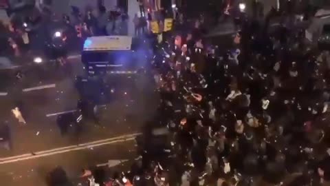 Barcelona, Spain - Looks like a civil war - Vaccine protests go wild