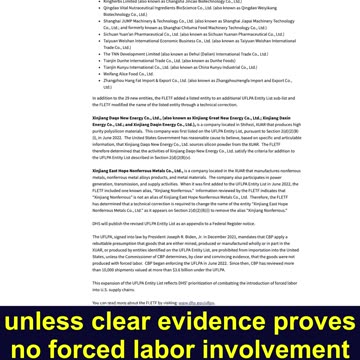 U.S. adds 29 Chinese companies to the Uyghur Forced Labor Prevention Act Entity List