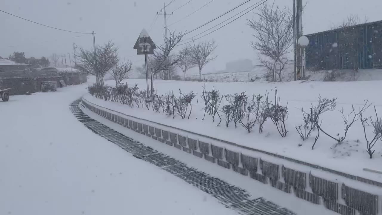 A snowy village