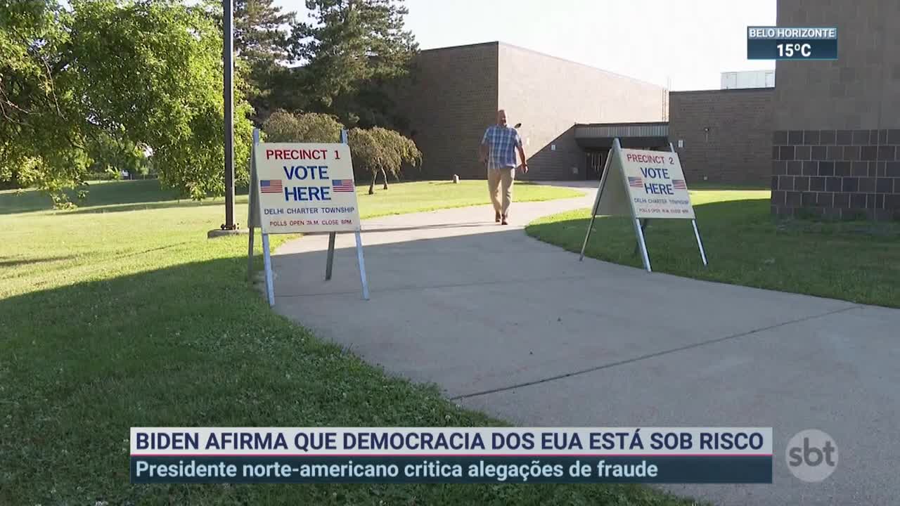 Biden afirma que democracia dos Estados Unidos está sob risco | SBT Brasil (03/11/22)