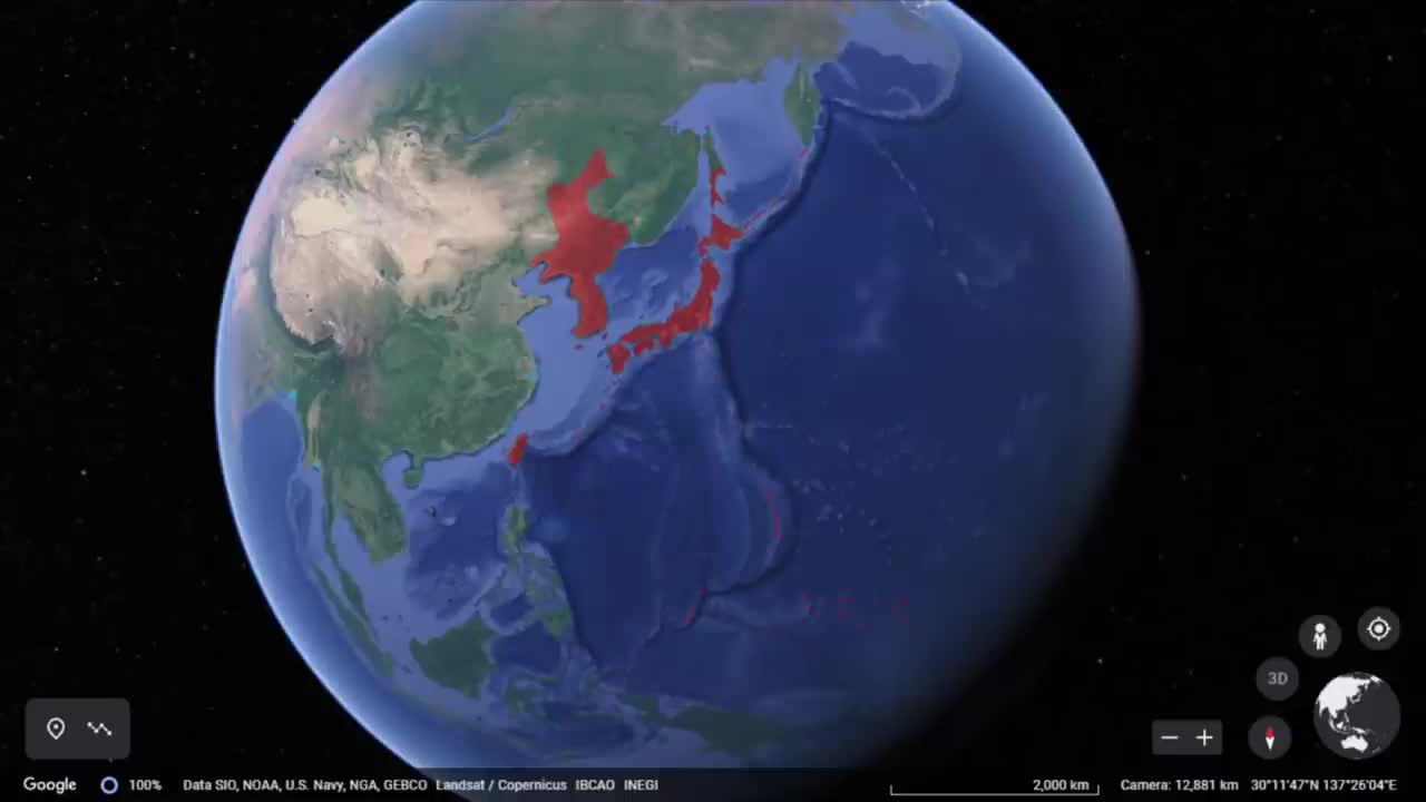 The Japanese Empire in 30 seconds using Google Earth