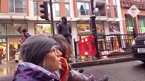 Just Stop Oil protesters spray Harrods with orange paint and block roads