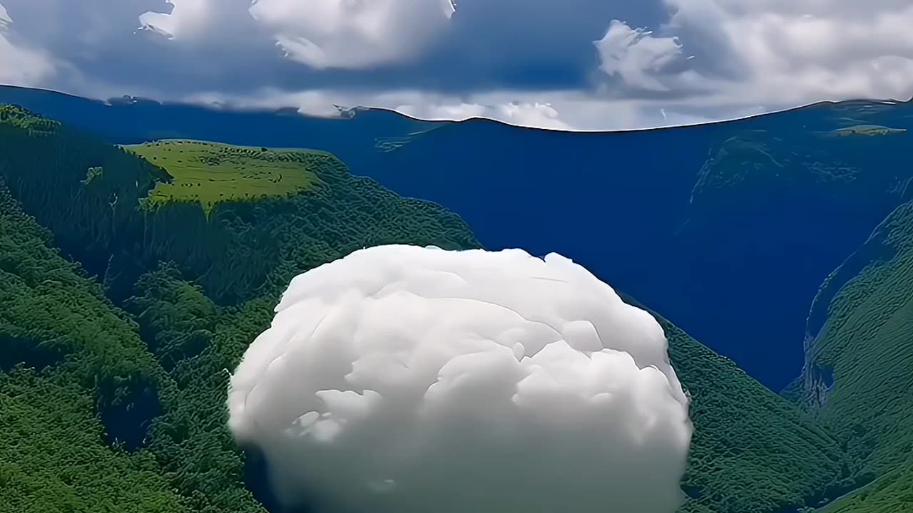 Did this cloud fall on the hillside and fall behind