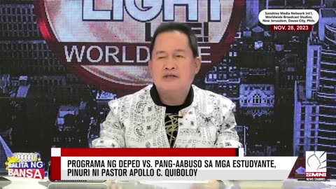 Programa ng DepEd vs. pang-aabuso sa mga estudyante, pinuri ni Pastor Apollo C. Quiboloy