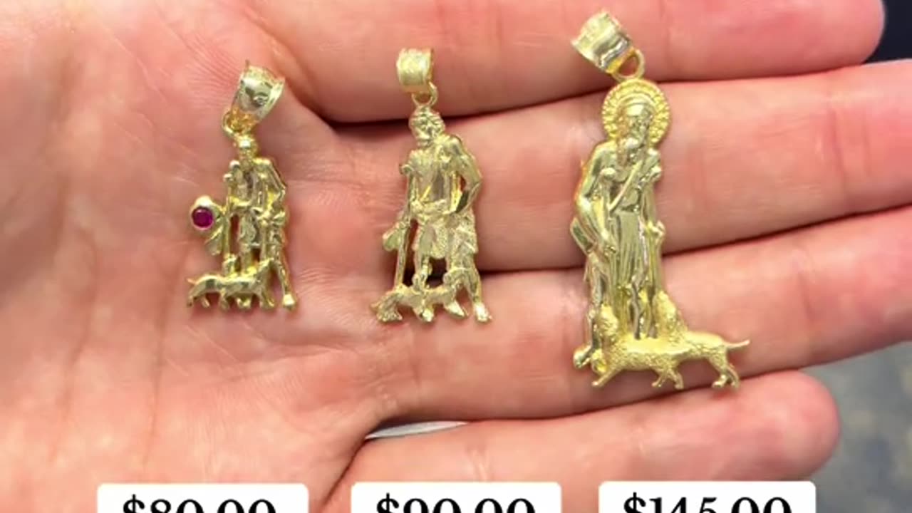 Real Gold Saint Lazarus & Saint Barbara Pendants