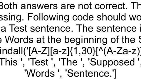 Regex to find words starting with capital letters not at beginning of sentence