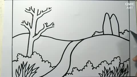 Rainbow Scenery Drawing | Landscape drawing with Mountain and Rainbow - Drawing Class- 12