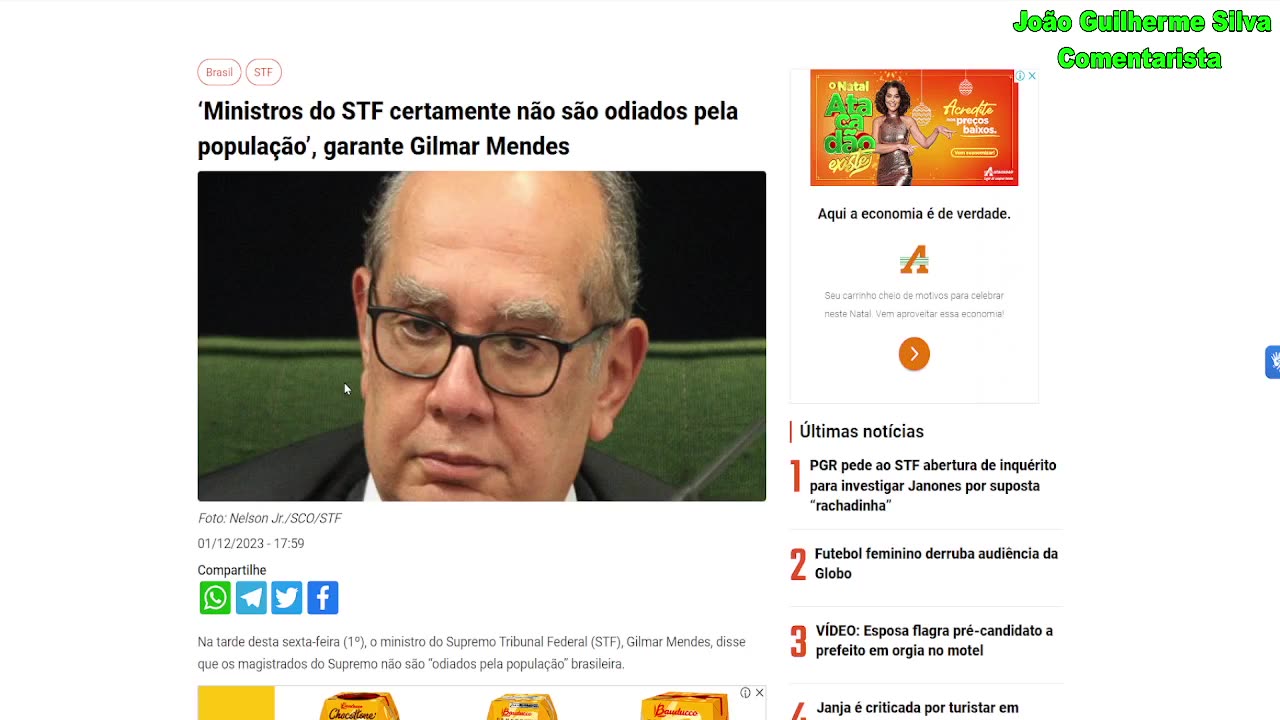 "EXPLOSIVO: GILMAR MENDES REVELA AMOR POPULAR AOS MINISTROS DO STF!"