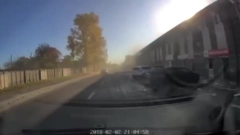 Dashcam Footage of Lviv Substation Hit by a Rocket