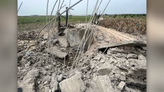 Bridge and water canal destroyed in Lebanon after Israeli strike