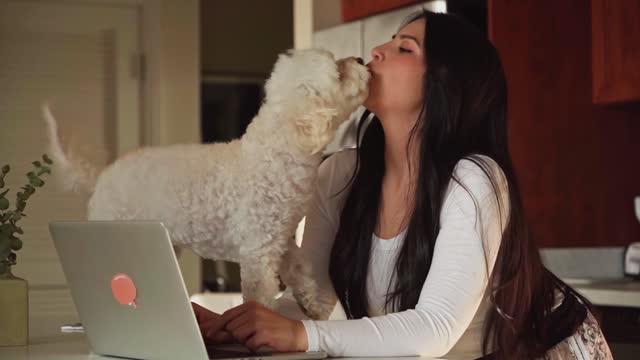 lady with pet dog