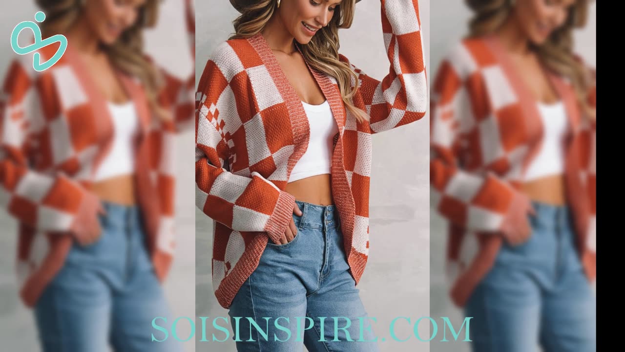 Plaid Open Front Dropped Shoulder Cardigan