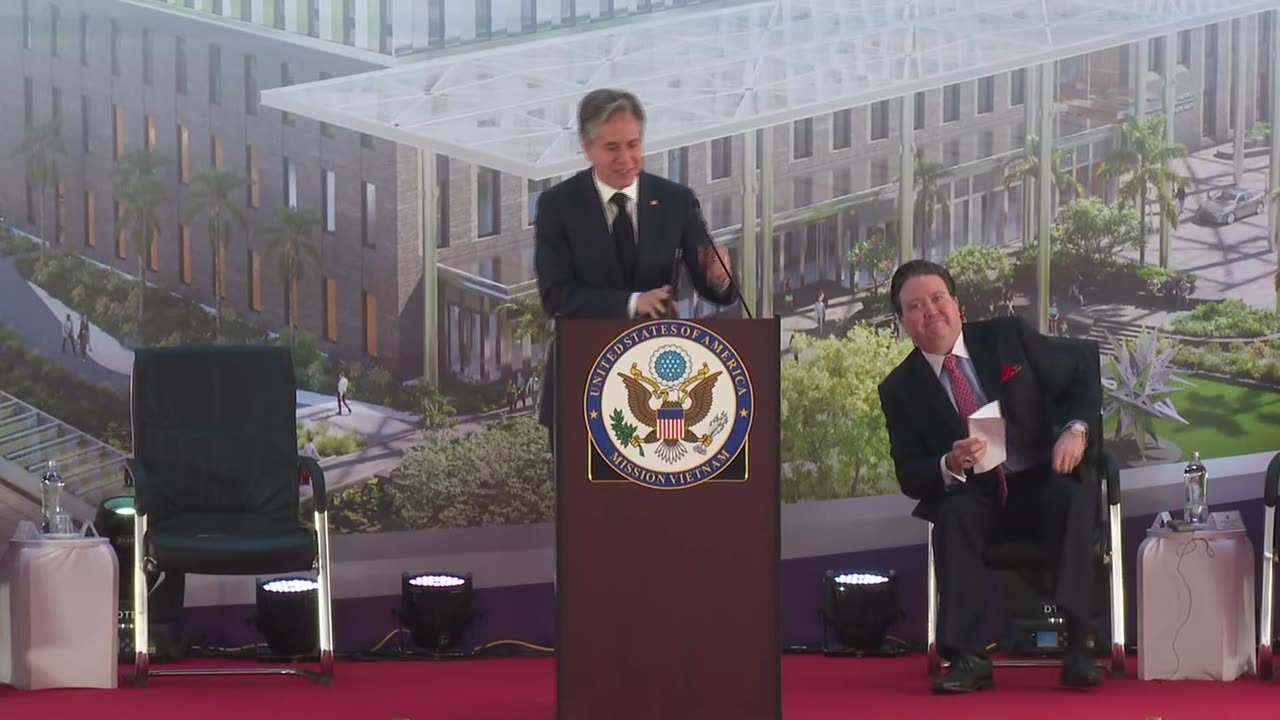 Secretary of State Antony Blinken helps break ground on new US Embassy in Vietnam