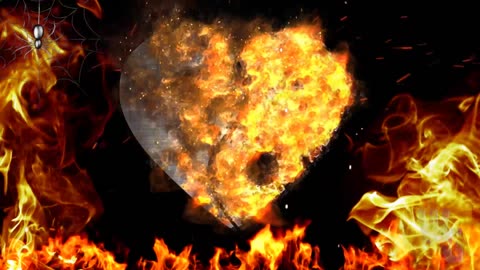 Flaming Yin Yang Heart 4K