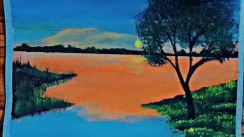 How to draw a beautiful sunset scenery?