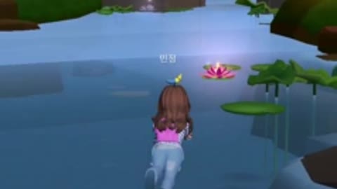 Swimming with a big fish at the pond.