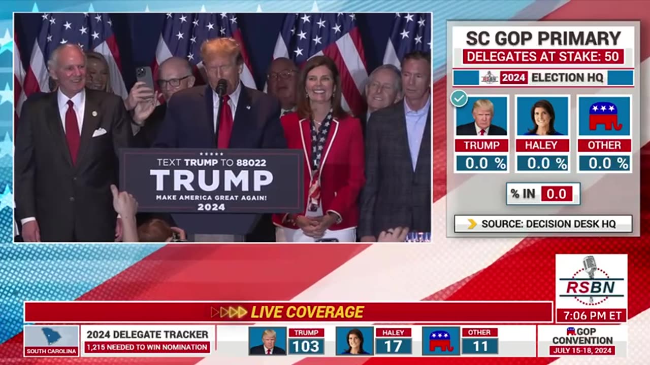 BREAKING: Trump Declares Victory in the South Carolina GOP primary 2024!