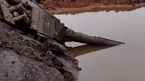 Polish tank PT-91 "Twardy" of the AFU, sunk in a ditch.