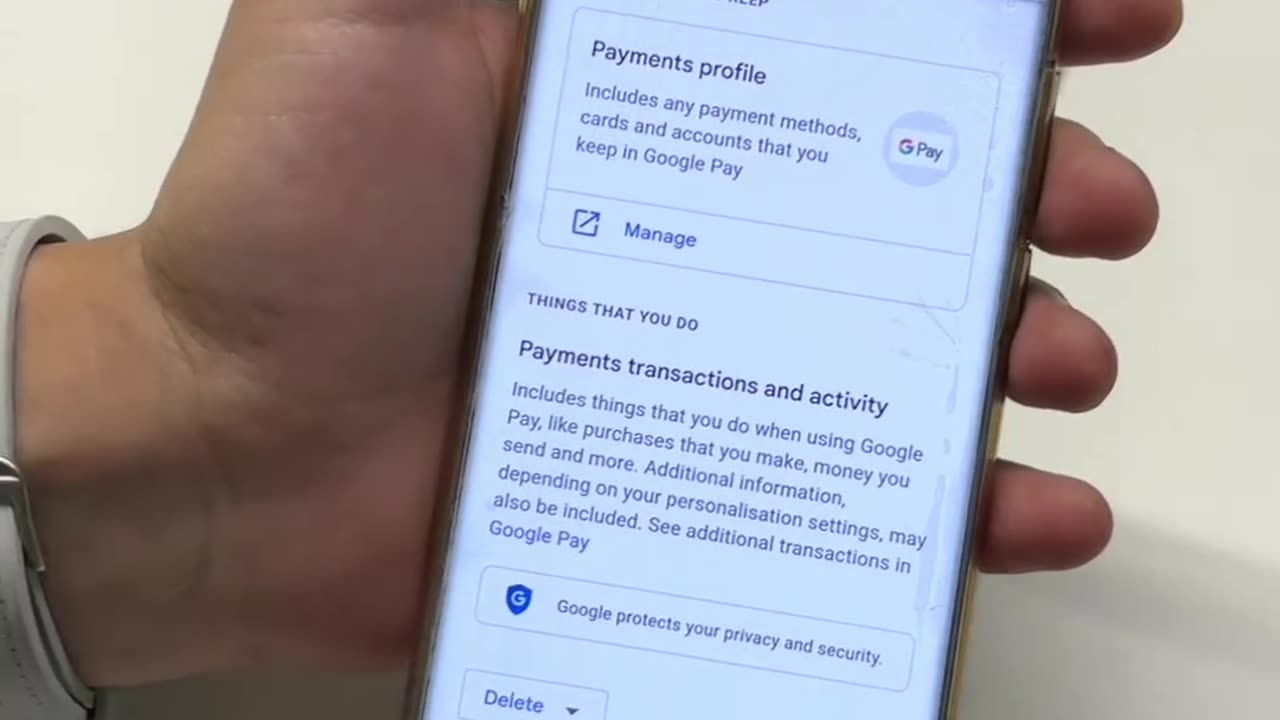 How to delete Google pay history