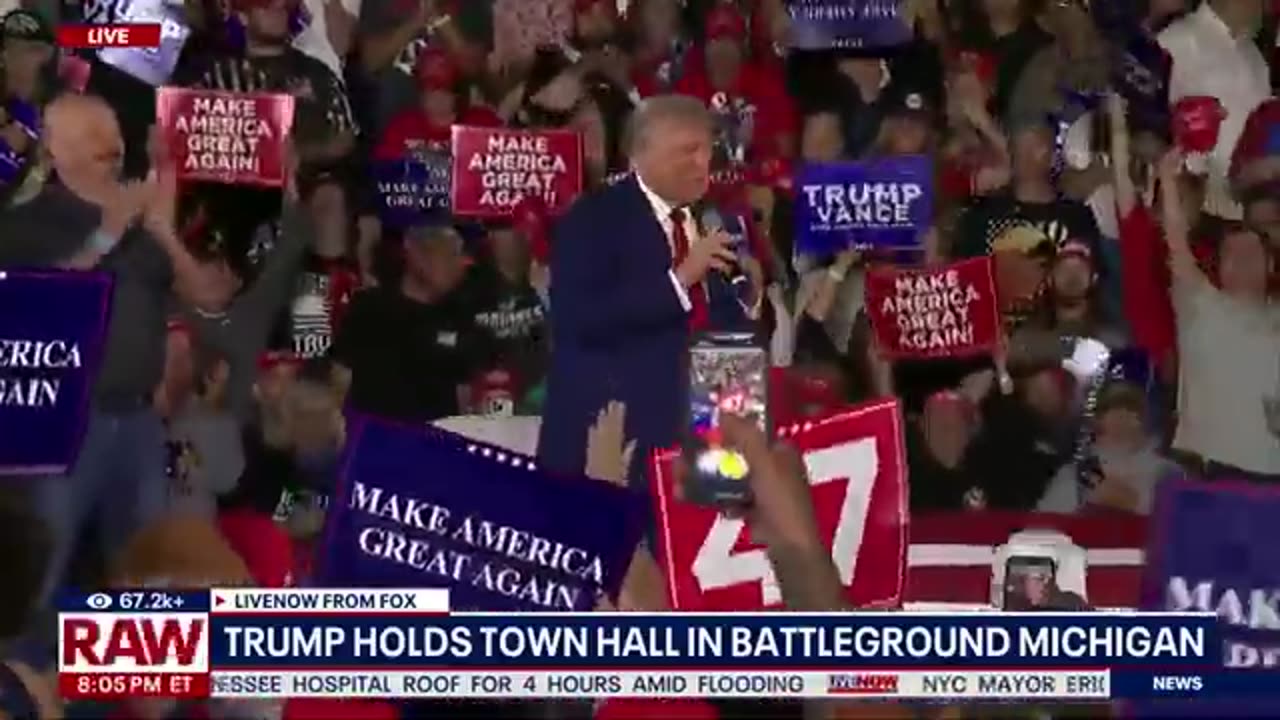 Trump holds townhall rally in battleground Michigan