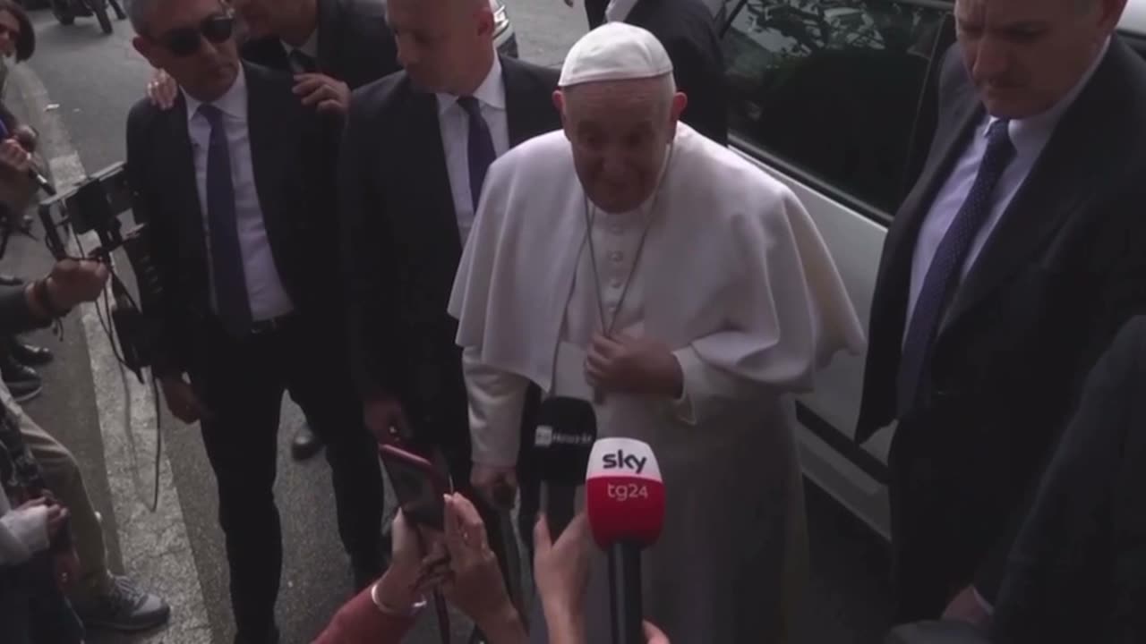 Asked by reporters how he was feeling, Pope Francis quipped, "Still alive!"