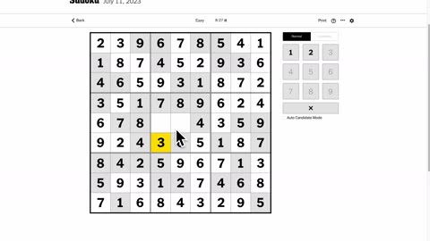 Sudoku 2023-07-11 easy