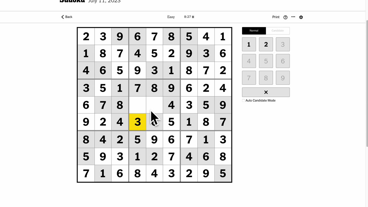 Sudoku 2023-07-11 easy