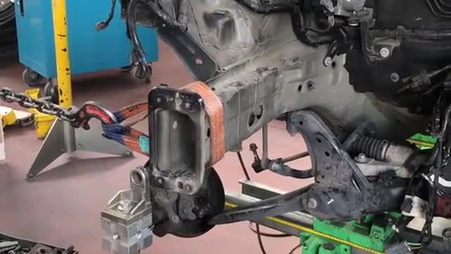 Automotive sheet metal accident sunken frame repair car repair