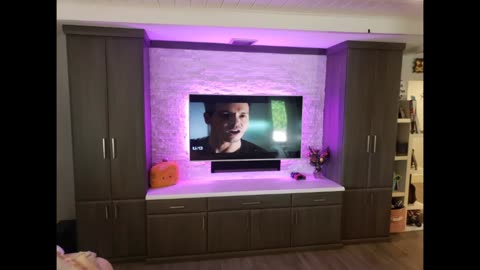 ENTERTAINMENT CENTER w/LIGHTS & LEDGER STONE #743