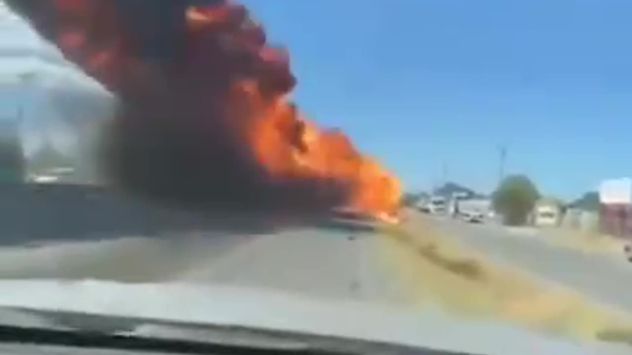 In Chile, a rescue plane burst into flames and crashed onto a highway.