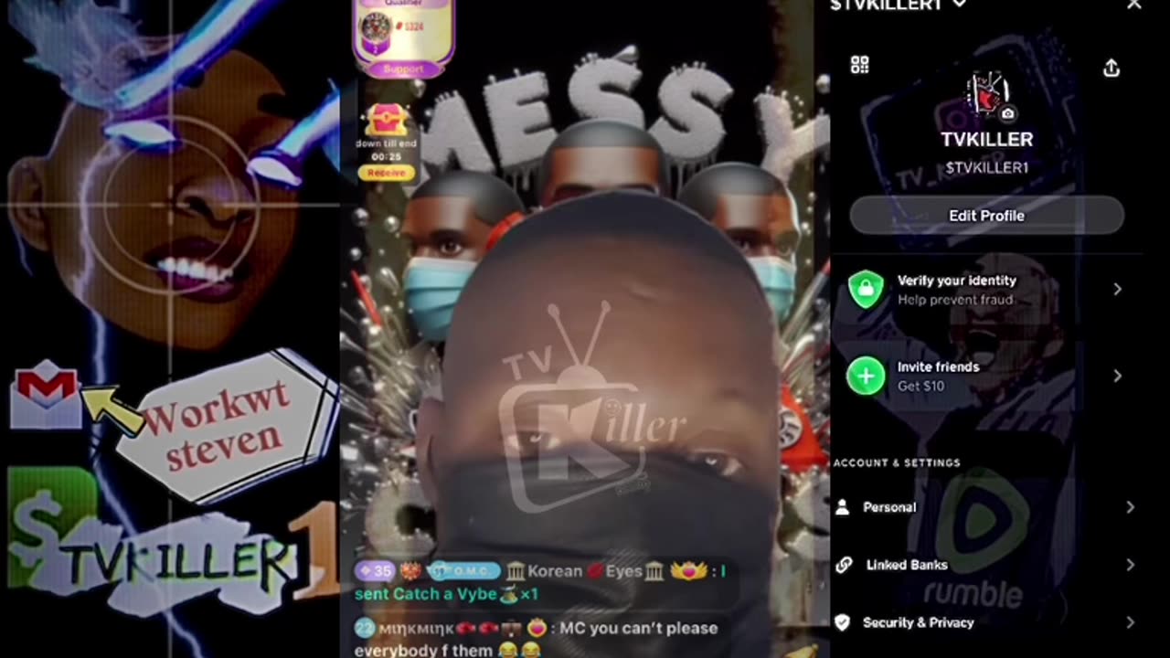 MESSY CALLER SMILING EAR TO EAR WHILE KEVIN JONES DRAG TOMIKAY