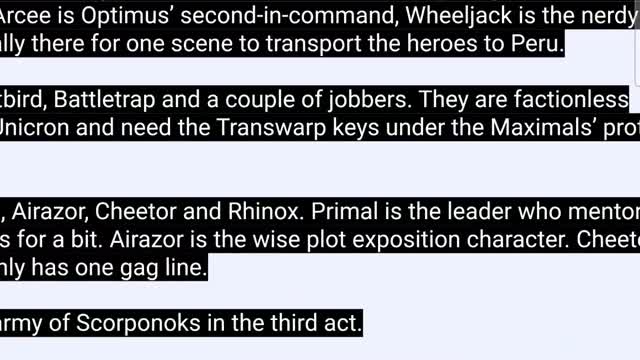 Transformers rise of beasts plot leaks