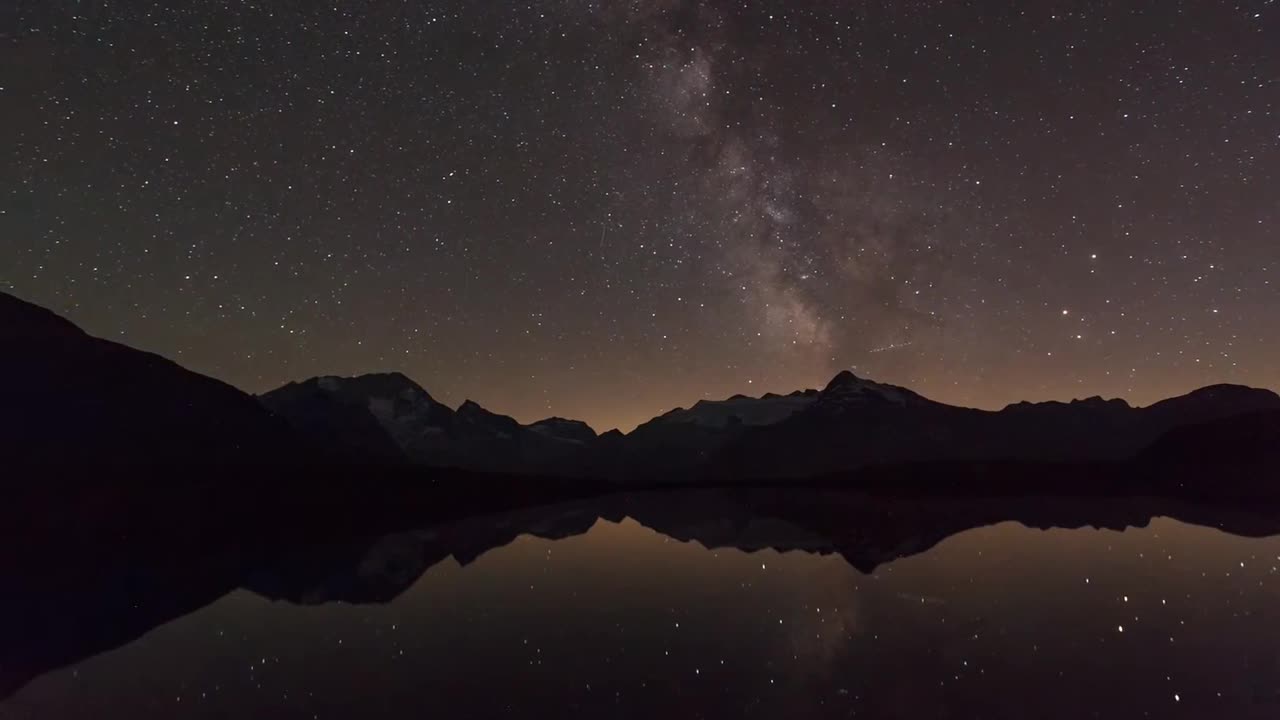 Beautiful Time lapse of the Night Sky with Reflections in a Lake Copyright free Video