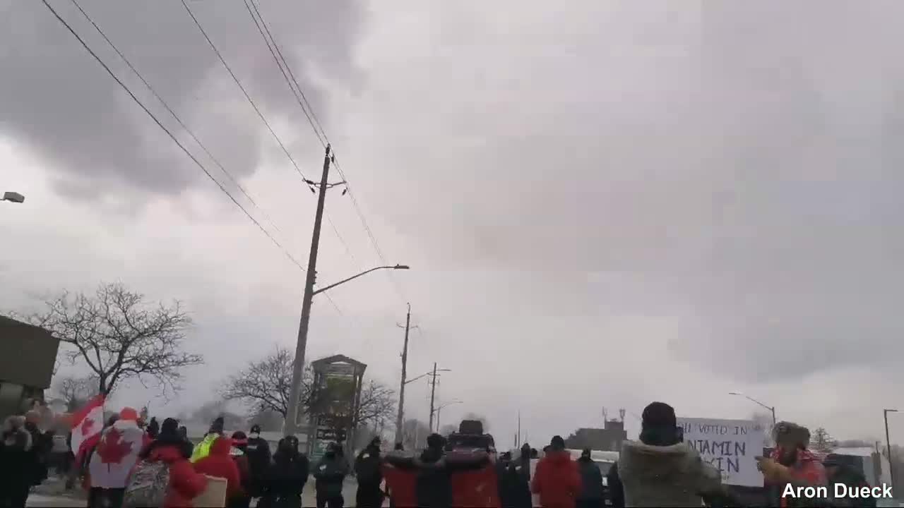 PT2 Windsor Ontario Canada Feb 13th Ambassador Bridge Detroit Shutdown Covid Mandates Protest