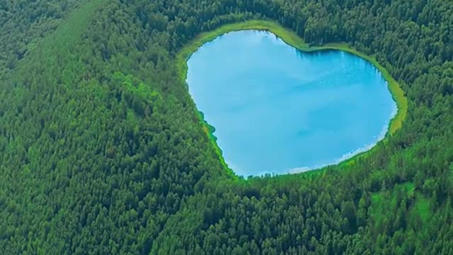 The shape of the lake is very loving