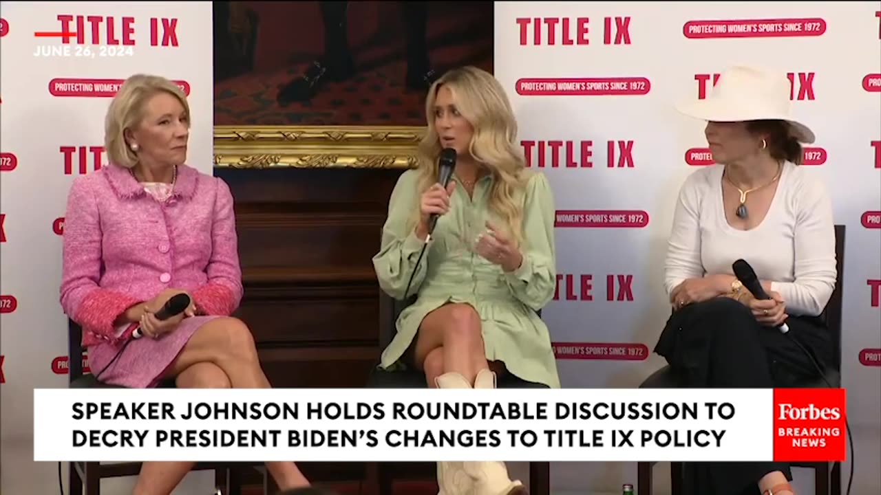 BREAKING- Riley Gaines Joins Speaker Johnson In Condemning Biden's Title IX Changes At Roundtable