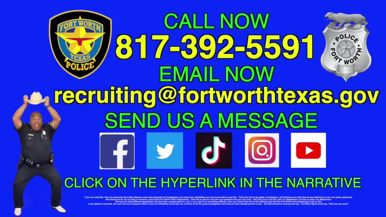 “WE ARE HIRING!!!” - says Fort Worth Police Department